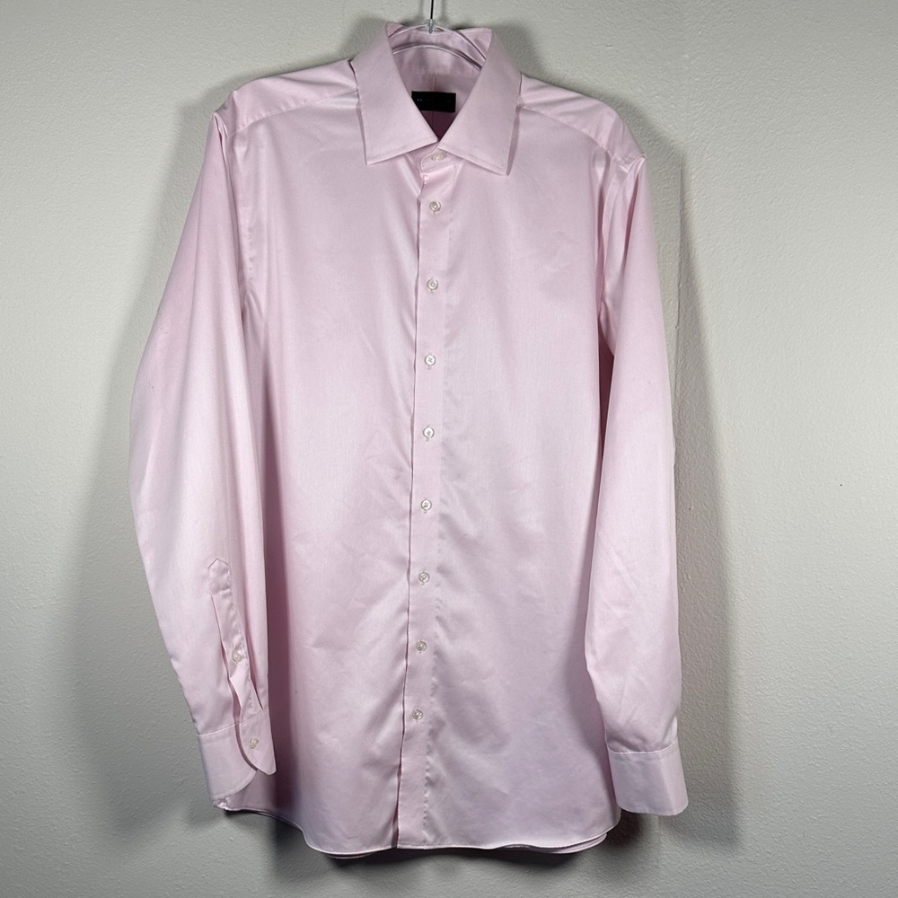 Proper Cloth Greenwich Twill Pink Dress Shirt Roma Spread Neck 17 Men’s - Picture 2 of 8